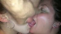 Girls Making Out And Getting A Face Full Of Cum