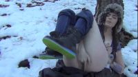 Cute Girl Masturbates On Snow