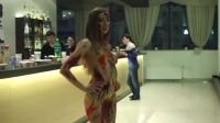 Body Painted Babe In The Bar