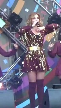 Busty Blonde On Stage