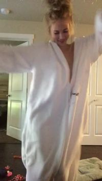 Stripping Off Her Bunny Robe