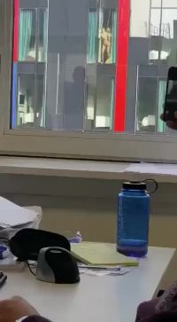Board Meeting Cut Short When They Notice Couple Is Fucking In Building Next Door.
