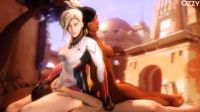 Pharah And Mercy Riding A Lucky Guy