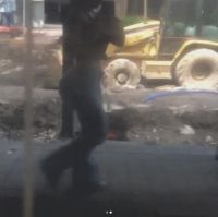 Andreita Benitez Walking In Jeans