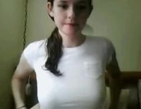 Flashing And Tweaking Her Terrific Tits
