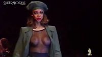 Tyra Banks Walking Down Runway Topless