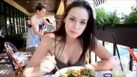Absolutely Gorgeous Brunette Caught Flashing Her Perfect Tits