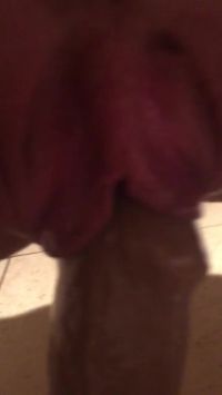 Wife Stretching Her Labia On Her Thick Dildo