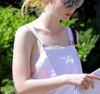 Elle Fanning Out In Overalls. Just Overalls.
