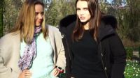 Two Cute Girls Flashing And Jilling Together In The Park