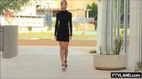 Walking Like A Catwalk Model And Showing Her Body.