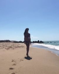 Laura Barriales Showing Off On The Beach