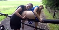 Lesbian Friends Have Fun Outside