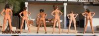 Nearly Nude Girls Working Out By The Swimming Pool
