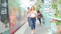 Flashing At The Light Rail Stop