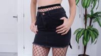 Jean Skirt And Fishnets