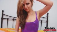 Skintight Shiny Purple Spandex On A Hot Teen